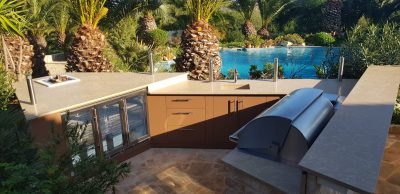 Outdoor Kitchen by a pool